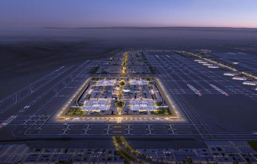 Aerial rendering of the King Salman International Airport 